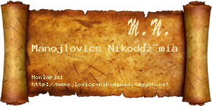 Manojlovics Nikodémia névjegykártya